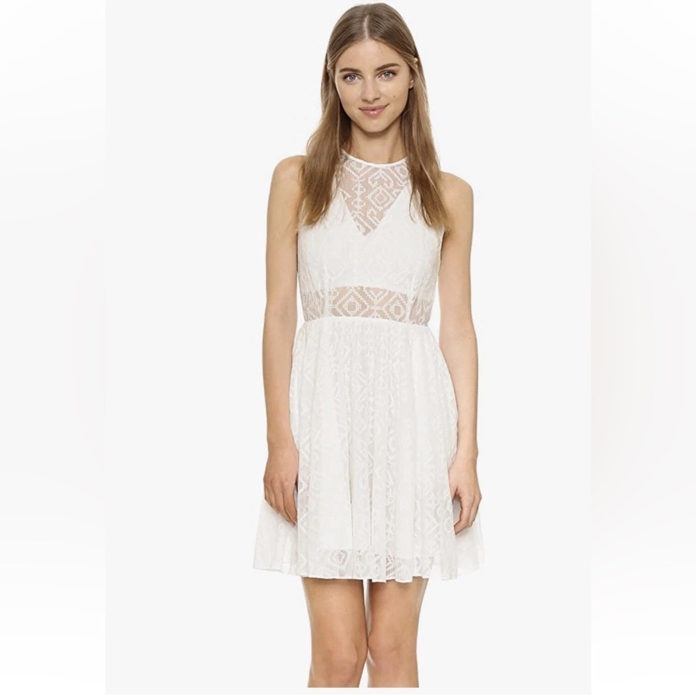 NWT Rebecca Minkoff Trixie Dress White Embroidered Sheer Partially Lined Sz 4